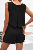 Round Neck Top and Drawstring Shorts Set - Trendsi
