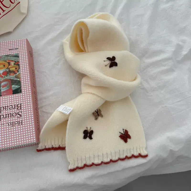 Butterfly Embroidered Knitted Scarf - Trendsi - Flyclothing LLC