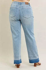 Judy Blue Full Size Mr Release Hem Wide Leg Jeans Plus Size - Trendsi - Flyclothing LLC