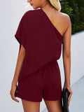 Single Shoulder Batwing Sleeve Romper - Trendsi - Flyclothing LLC
