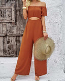 Cutout Off Shoulder Wide Leg Jumpsuit - Trendsi - Flyclothing LLC