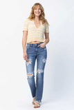 Judy Blue Full Size Mid Rise Destroy Straight Jeans Plus Size - Trendsi - Flyclothing LLC