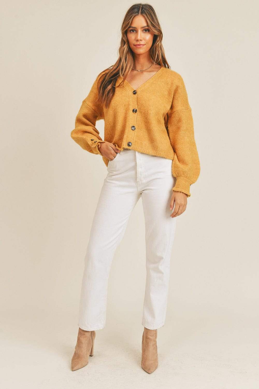 MABLE Long Sleeve Button Down Sweater Cardigan - Trendsi - Flyclothing LLC