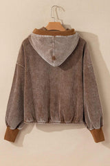 Drawstring Half Zip Long Sleeve Hoodie - Trendsi - Flyclothing LLC