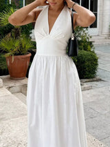 Halter Neck Flowy Maxi Dress - Trendsi - Flyclothing LLC