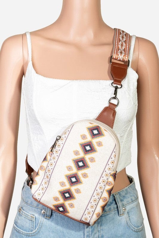 Fame Geometric Wide Strap Crossbody Bag - Trendsi