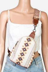 Fame Geometric Wide Strap Crossbody Bag - Trendsi