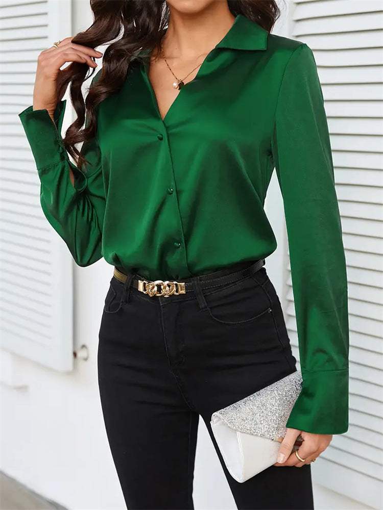 Button Up Collared Neck Long Sleeve Shirt - Trendsi - Flyclothing LLC