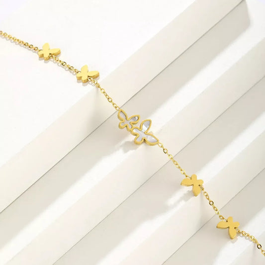 18K Gold-Plated Butterfly Charm Bracelet - Trendsi - Flyclothing LLC
