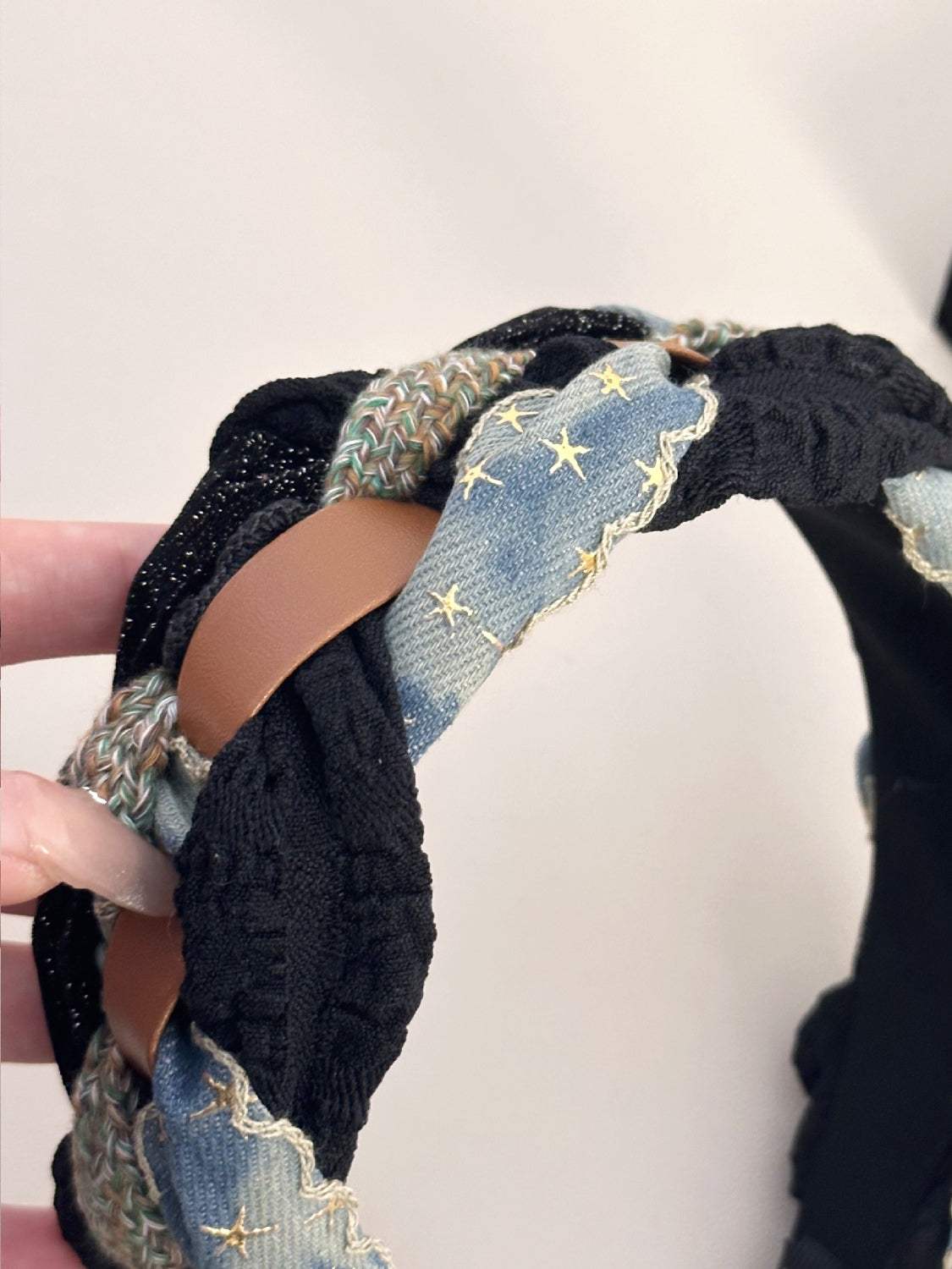 Denim Braided Wide Headband - Trendsi - Flyclothing LLC