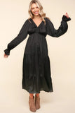 Haptics Flounce Sleeve Tiered Midi Dress with Pockets - Trendsi