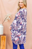 And The Why Floral Print Dolman Sleeve Kimono Cardigan - Trendsi