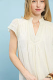 Umgee Scalloped Trim Flutter Sleeve Top - Trendsi - Flyclothing LLC