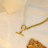 18K Gold-Plated Pearl Toggle Necklace - Trendsi - Flyclothing LLC