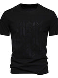 Men's Round Neck Geometric Embroidered T-Shirt - Trendsi - Flyclothing LLC