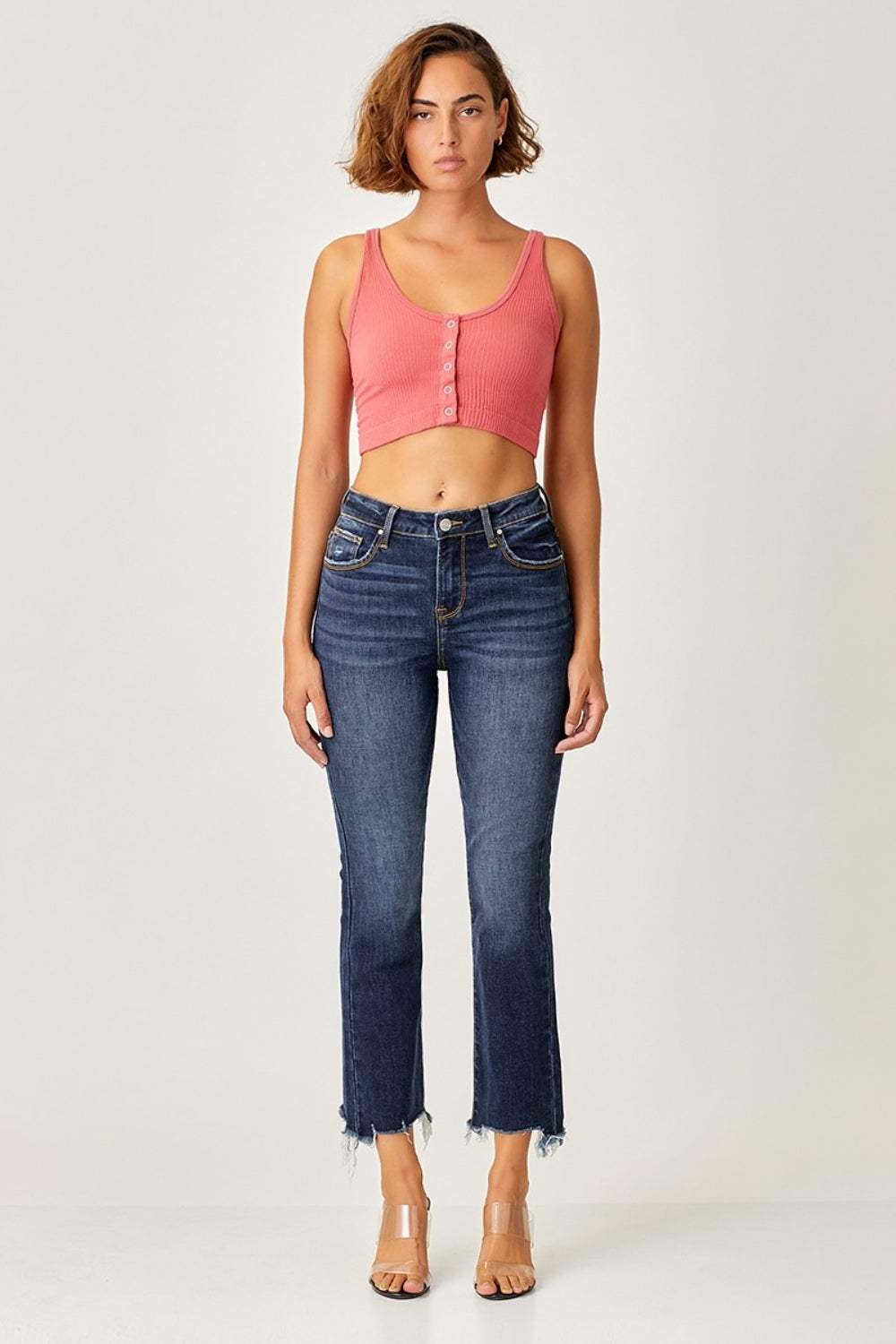 Risen Full Size Frayed Hem Cropped Straight Jeans - Trendsi - Flyclothing LLC