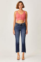 Risen Full Size Frayed Hem Cropped Straight Jeans - Trendsi - Flyclothing LLC