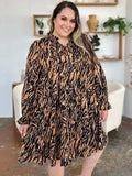 Double Take Full Size Printed Ruffle Hem Long Sleeve Dress - Trendsi - Flyclothing LLC