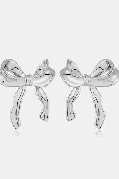 Brass Bow Stud Earrings - Trendsi - Flyclothing LLC