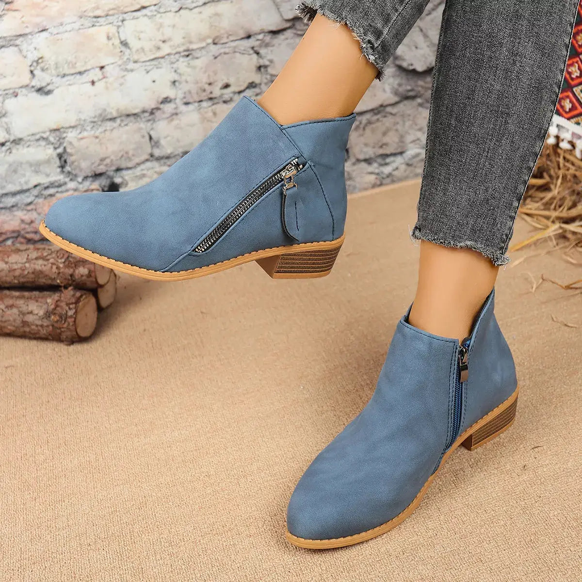 Size Zipper Block Heels Boots - Trendsi - Flyclothing LLC