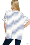Zenana Stripe Jacquard Round-Meck Tee - Trendsi - Flyclothing LLC