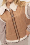 HYFVE Fur-Contrast Zip Up Suede Vest - Trendsi - Flyclothing LLC