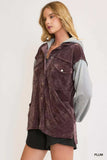 Umgee Contrast Hooded Chenille Jacket - Trendsi - Flyclothing LLC