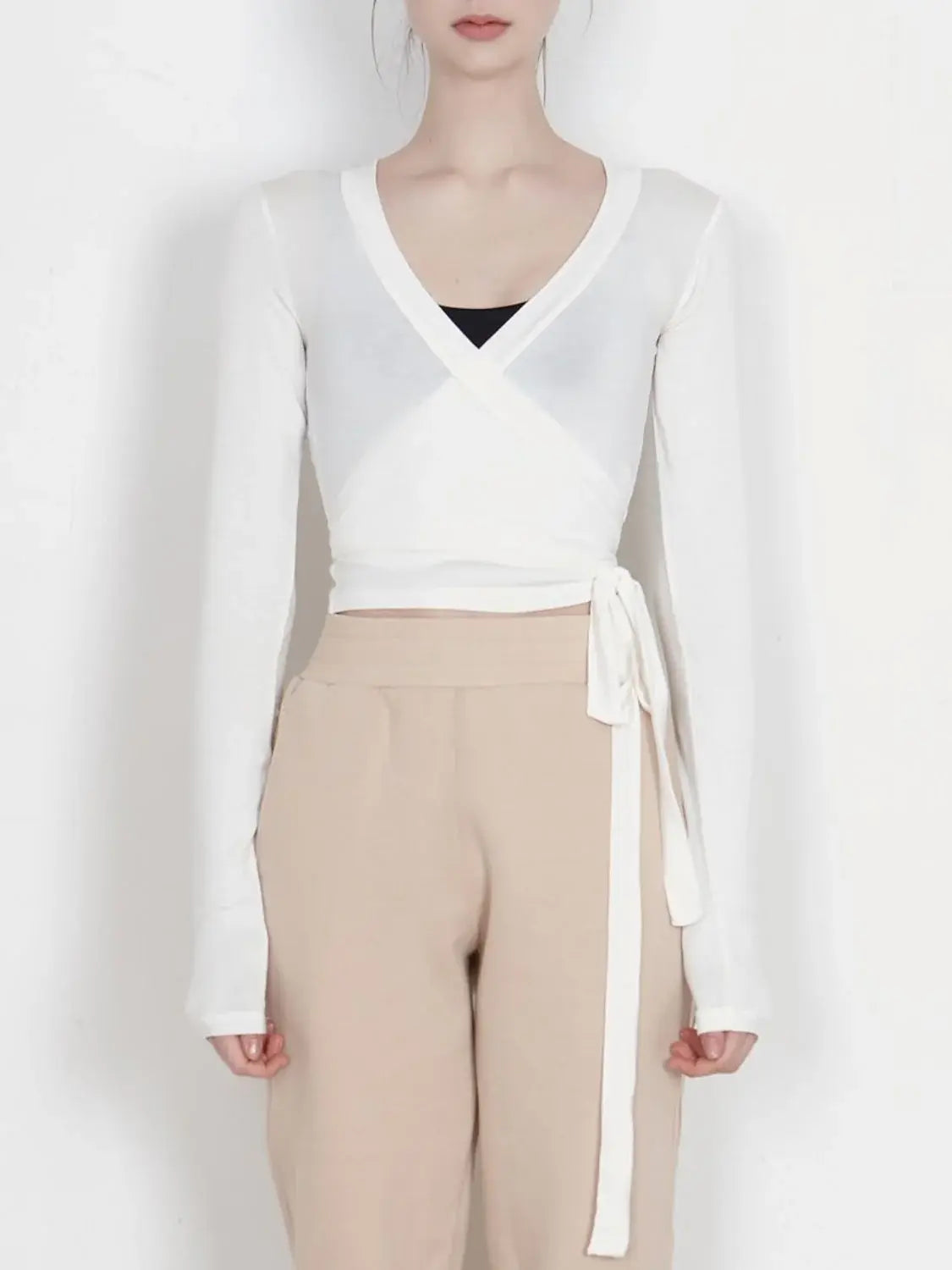 Tied Surplice Long Sleeve Top - Trendsi - Flyclothing LLC