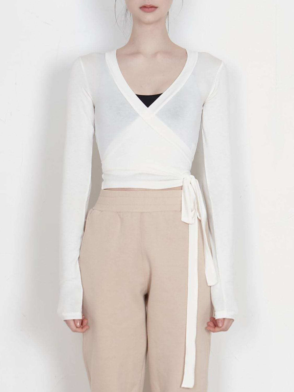 Tied Surplice Long Sleeve Top - Trendsi - Flyclothing LLC