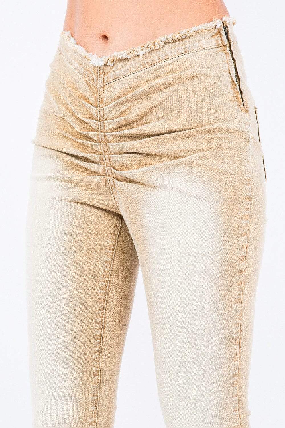American Bazi V-Cut Ruched Flare Pants - Trendsi - Flyclothing LLC