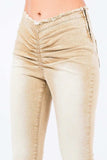 American Bazi V-Cut Ruched Flare Pants - Trendsi - Flyclothing LLC