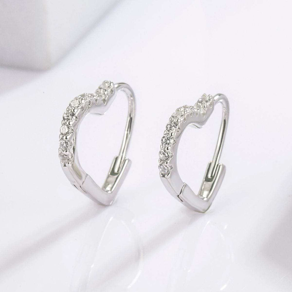 925 Serling Silver Zircon Heart Shape Earrings - Trendsi - Flyclothing LLC
