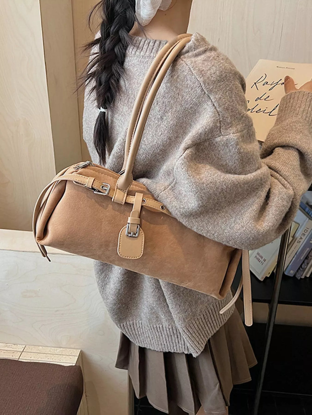 Buckle Decor Shoulder Bag - Trendsi - Flyclothing LLC