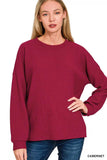 Zenana Double Knit Round Neck Long Sleeve Top - Trendsi - Flyclothing LLC