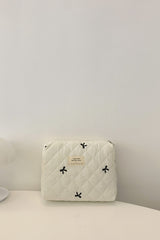 Bow Embroidered Quilted Storage Bag - Trendsi