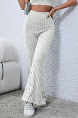 Basic Bae Full Size Ribbed High Waist Flare Pants - ShopBasicbae - Flyclothing LLC