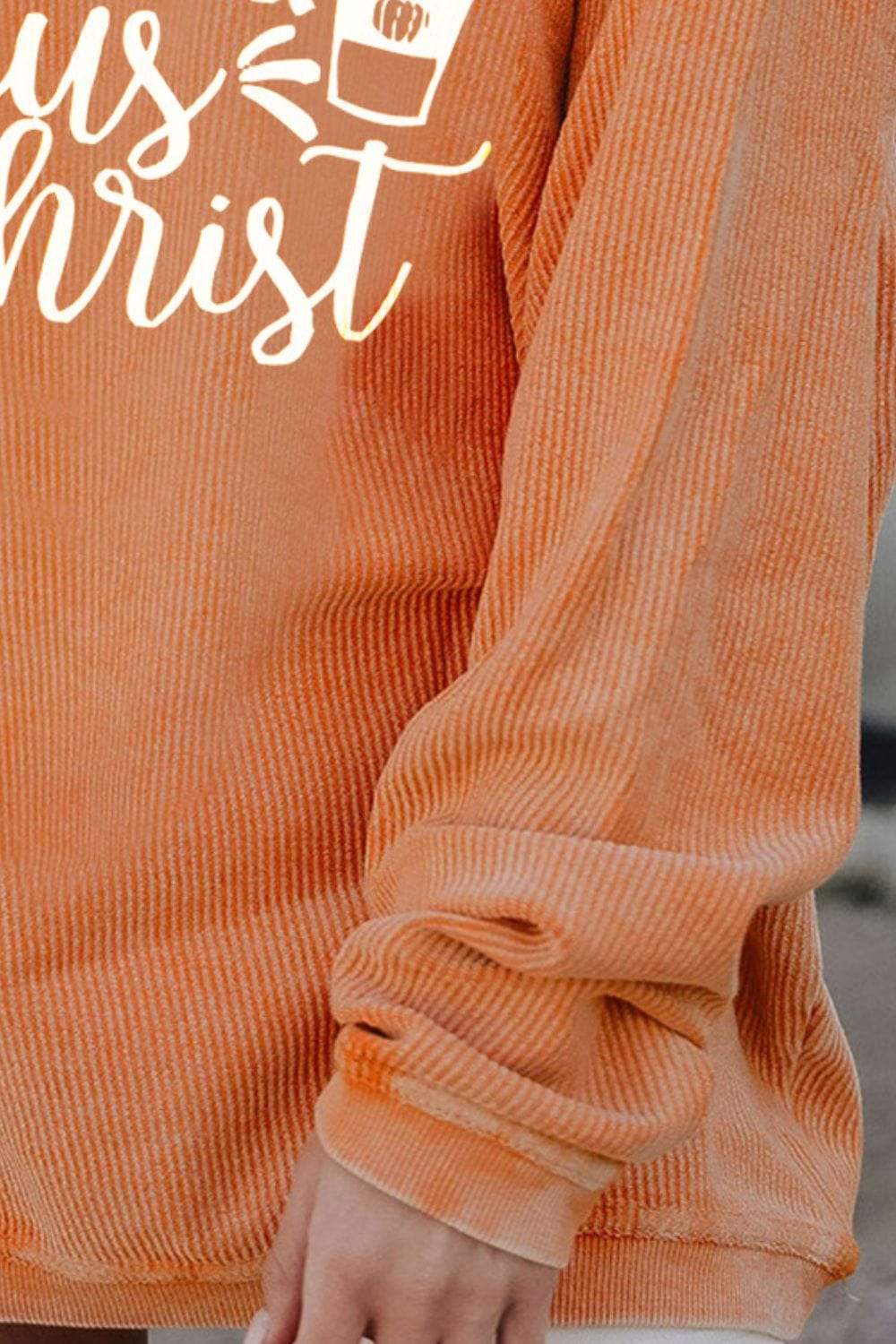 Letter Graphic Round Neck Long Sleeve Oversize Sweatshirt - Trendsi - Flyclothing LLC