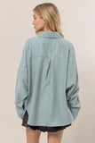 HYFVE Stripe Button Down Long Sleeve Oversized Shirt - Trendsi