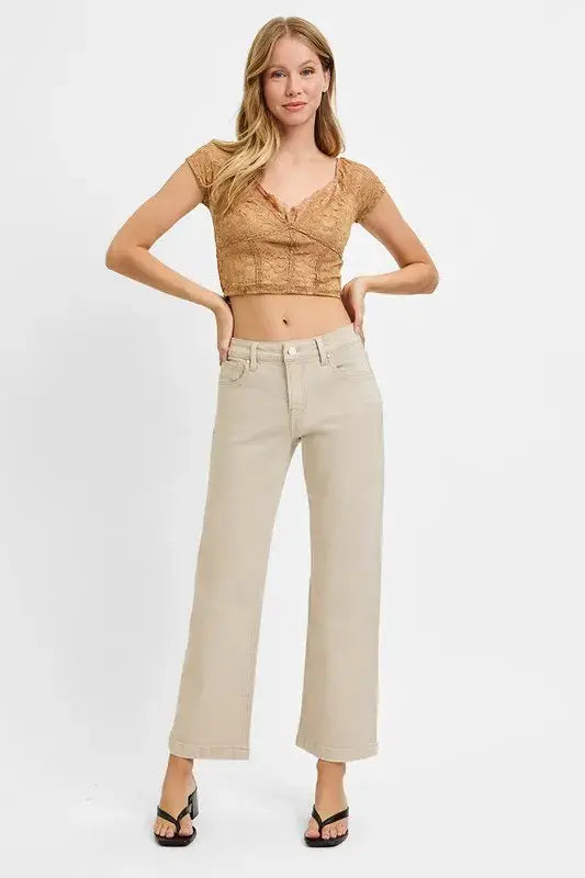 RISEN Full Size Tummy Control Mid Rise Ankle Straight Jeans Plus Size - Trendsi - Flyclothing LLC