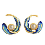 Feather Pearl Stud Earrings - Trendsi - Flyclothing LLC