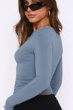 Round Neck Long-Sleeve Top - Trendsi