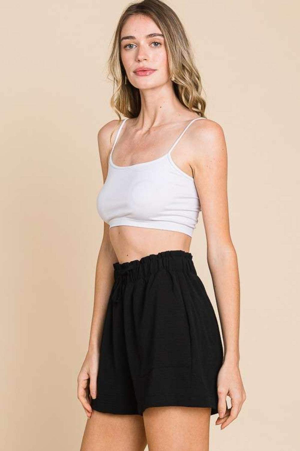 Culture Code High Waist Paper bag Shorts - Trendsi - Flyclothing LLC