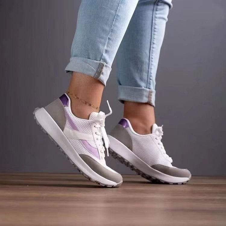 Mesh Contrast Round Toe Sneakers - Trendsi - Flyclothing LLC