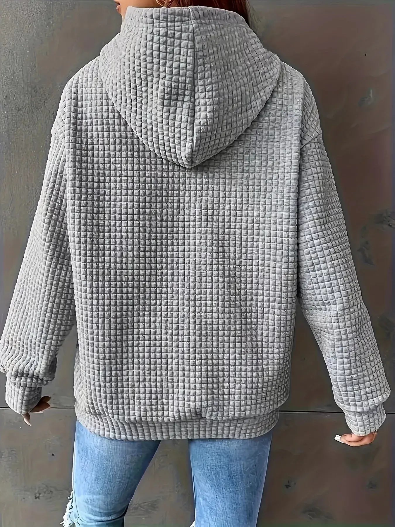 Textured Knit Drawstring Hoodie - Trendsi - Flyclothing LLC