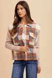 Annie Wear Faux Fur Plaid Button Up Jacket - Trendsi - Flyclothing LLC