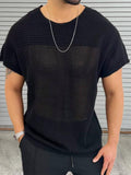 Men's Eyelet Round Neck Short Sleeve T-Shirt - Trendsi