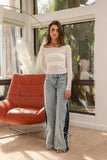 BiBi Textured Sheer Boat Neck Top - Trendsi - Flyclothing LLC