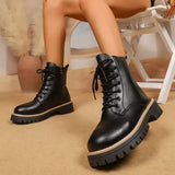 Lace-Up Platform Boots - Trendsi - Flyclothing LLC