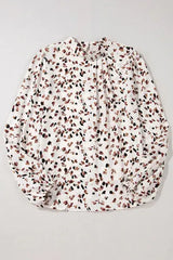Printed Mock Neck Balloon Sleeve Blouse - Trendsi - Flyclothing LLC