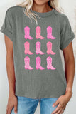Boots Graphic Striped Round Neck Short Sleeve T-Shirt - Trendsi - Flyclothing LLC